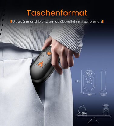 Електричні грілки для рук 2 шт. з підзарядкою, 24 години тепла, 3 режими нагріву, для жінок, чоловіків, пацієнтів з синдромом Рейно, чорний