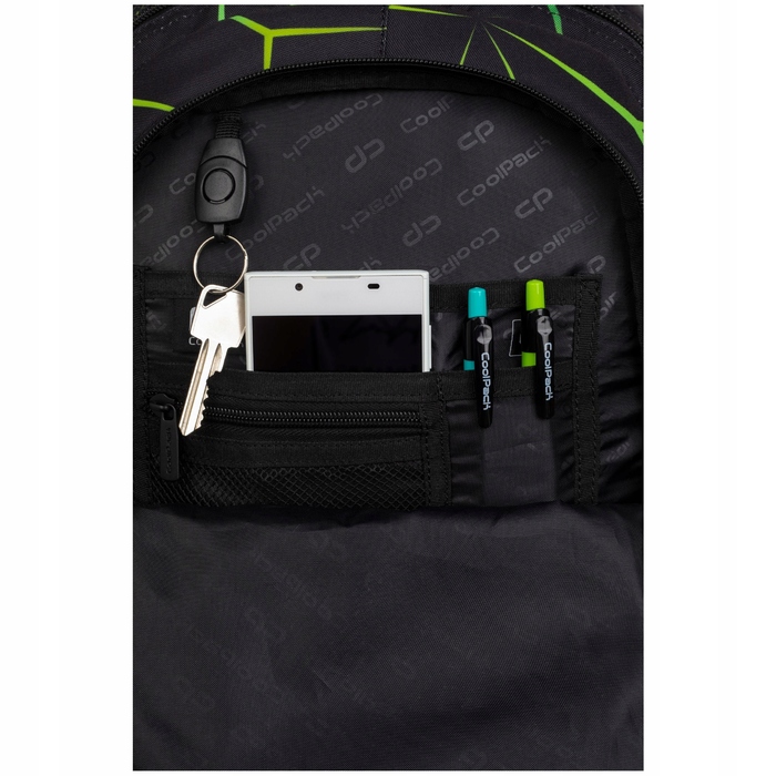 Багатовідсіковий шкільний рюкзак CoolPack, чорний, багатоколірний, зелений, 28 л