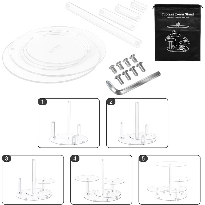 Підставка для капкейків Fhmidic на 6 ярусів, акрилова етажерка, 6-ярусна підставка для десертів та випічки, тортниця, підставка для маффінів для вечірок, днів народжень, тематичних вечірок, дитячих свят (квіткова)