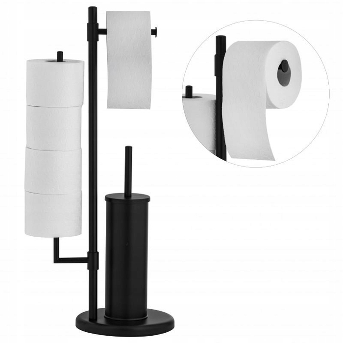 Набір для туалету Yoka Home: тримач для туалетного паперу та йоржик, чорний, стиль лофт