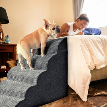 Сходинки для собак широкі, 5 сходинок, 62 см, з щільного пінополіуретану, для маленьких собак, знімний чохол та неслизьке дно