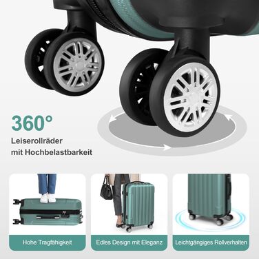 Набір валіз LEADZM 4 шт. з ABS, для подорожей, з телескопічною ручкою, ручна поклажа (Турквіс, смугастий)