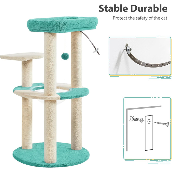 Yaheetech Cat Tree, Ocean Design Cat Tree, Cat Scratching Post, with Platform Space Capsule Sisal Posts, Stable Cat Climbing Tree, (Indigo/Beige)