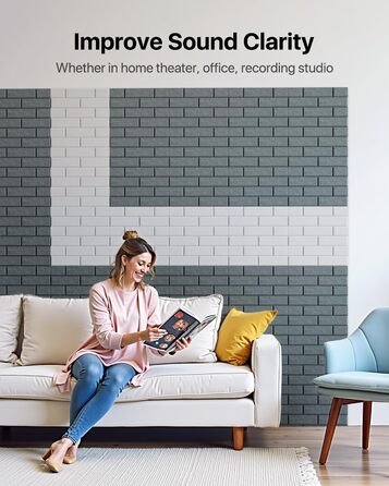 Самоклеяться акустичні панелі для звукоізоляції стін, шумопоглинаючі плити-цеглина високої щільності для декору та обробки приміщень, 30x30x0.9 см, темно-сірі (18 шт)