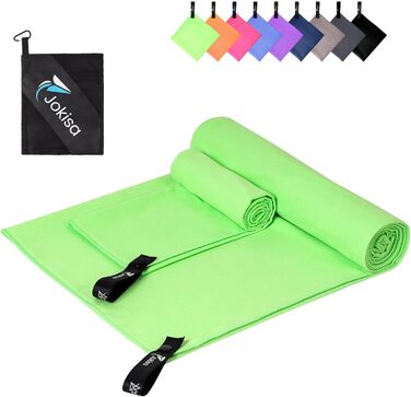 Набір з 2 рушників з мікрофібри: великий (180x90 см) для пляжу та маленький (80x40 см) спортивний. Швидковисихаючі та пісконепроникні рушники для пляжу, сауни, трекінгу (світло-зелений)