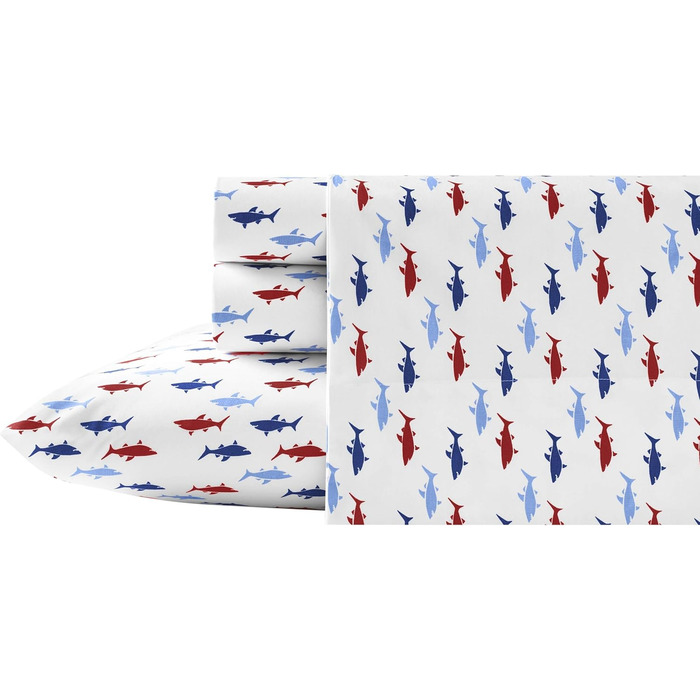 Nautica Coastal Cotton Percale Sheet Set, Twin, blue, blue, Queen