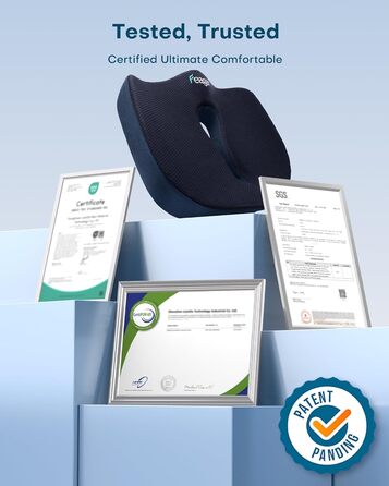 Ортопедична подушка для сидіння Feagar з Memory Foam: для офісного крісла, інвалідного візка, автокрісла. Подушка для хребта, стегна та сідниць. Чорний колір (Темно-синій, XL (90-150кг))