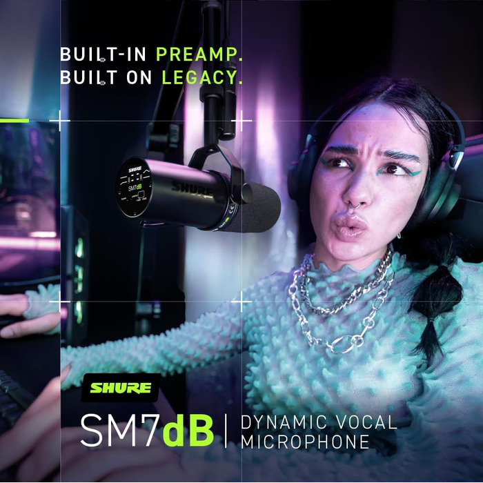 Мікрофон Shure SM7dB - динамічний вокальний мікрофон для радіо, подкастів та запису, XLR, теплий звук