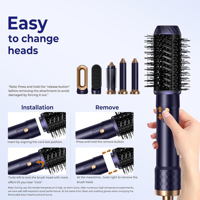 Набір для укладки волосся 5 в 1: фен, плойка, щітка, термощітка, стайлер (блакитний)