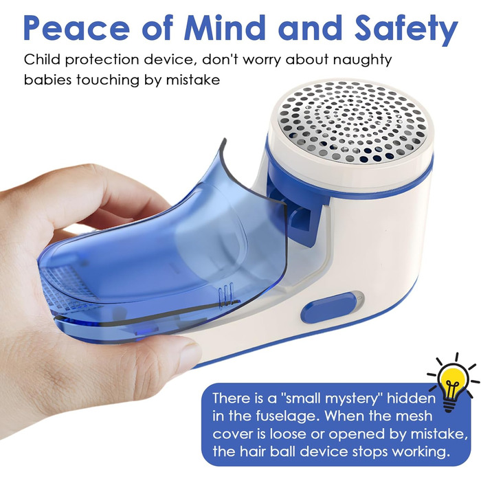 Електричний видальник пуху та ниток, портативний, з USB-кабелем та змінною голкою. Підходить для одягу, меблів, вовни. Компактний, блакитний