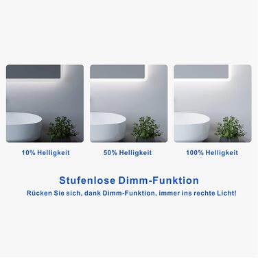 Дзеркало для ванної кімнати AQUABATOS з підсвічуванням 100x70 см LED, антизапарник, сенсорне управління, 3 кольори світла, регулювання яскравості, для настінної установки