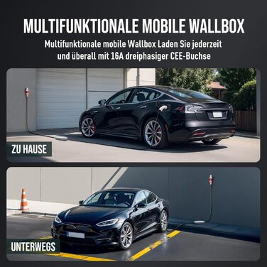 Teskee Мо́більна зарядна станція для електромобілів 11 кВт, роз'єм Type 2, кабель 6 метрів, 3-фазний CEE-штекер