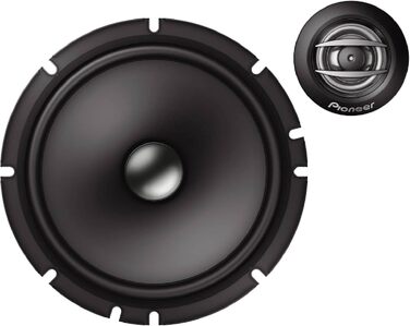 Автомобільна акустика Pioneer TS-A1600C 16,5 см, 2-смугові компонентні динаміки, 350 Вт, потужний звук, високий ККД, монтаж 59 мм, з решіткою