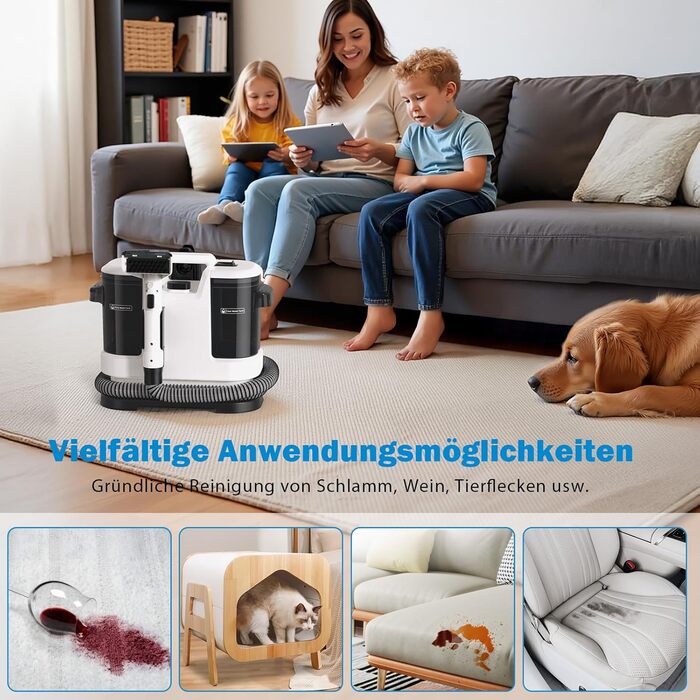 Lubluelu Пылесос для чищення мягкой мебели, 600 Вт - 18 кПа, для коврів, диванів та автосалонів, портативний, з самоочищенням та довгим шлангом (білий)