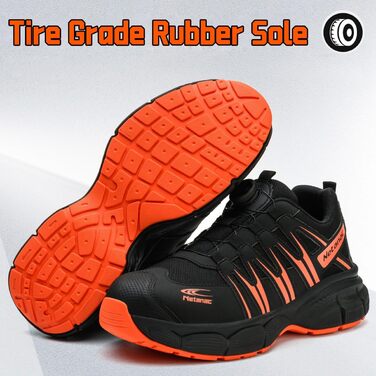 Черевики робочі чоловічі легкі, захисні черевики зі сталевим підноском, жіночі, дихаючі, зручні, широка колодка, гумова підошва, помаранчеві, 40 EU