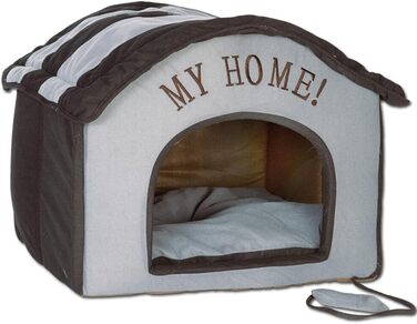 Indoor Dog House - Plush Fabric Retreat for Small Dogs - Black/Anthracite