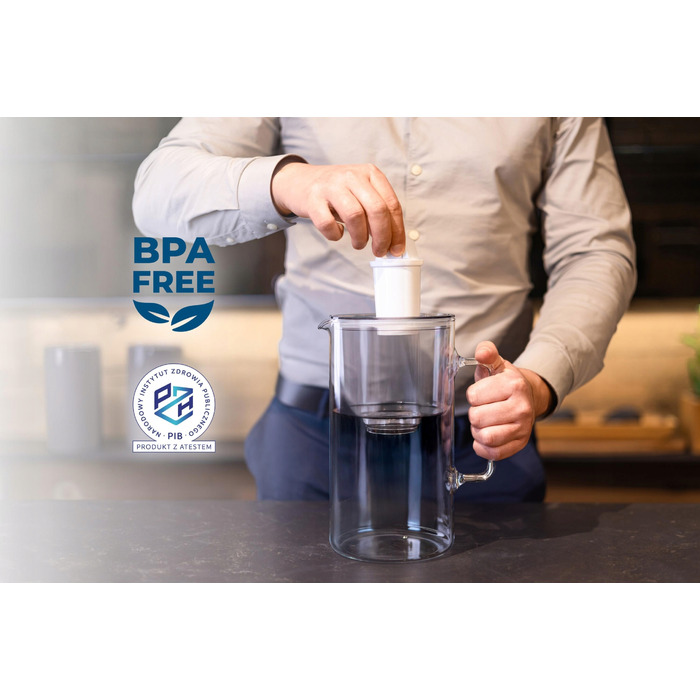 Скляний фільтр-кувшин Wessper D2 BOROSILICATE 3л, сірий + 3 фільтри