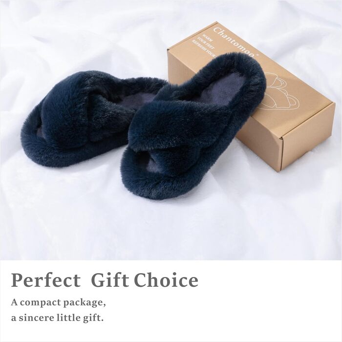 Жіночі домашні тапочки Chantomoo з піною Memory Foam - зручні, теплі, з штучним хутром, колір блакитний (42/43 EU)