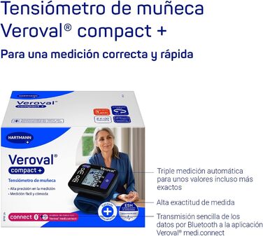 Тонометр VEROVAL BiManán Compact - цифровий, на зап'ястя, автоматичний, для точного вимірювання, 200 значень, універсальний розмір (22-42 см)