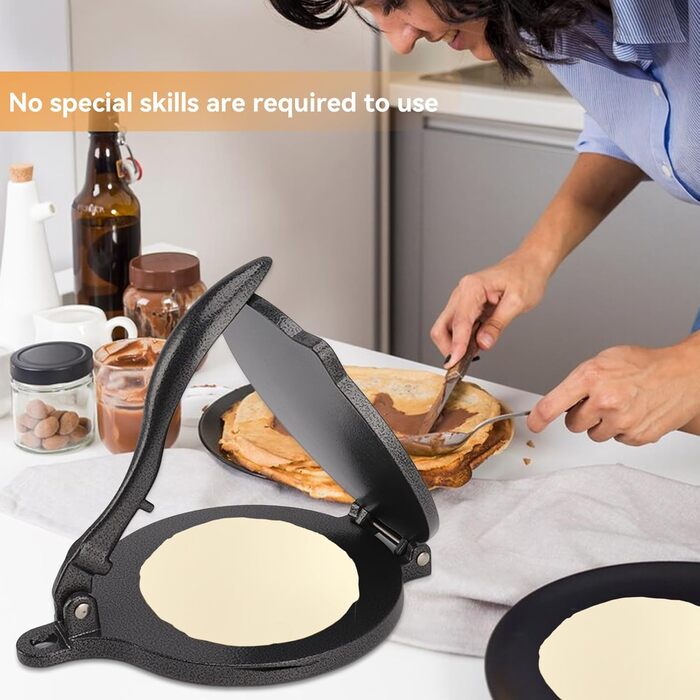 Пресс для тортилій Cyrank, ручний ротатор для роти, прес для тако, ксадила, тортилій, з алюмінієвого сплаву, 16 см, чорний