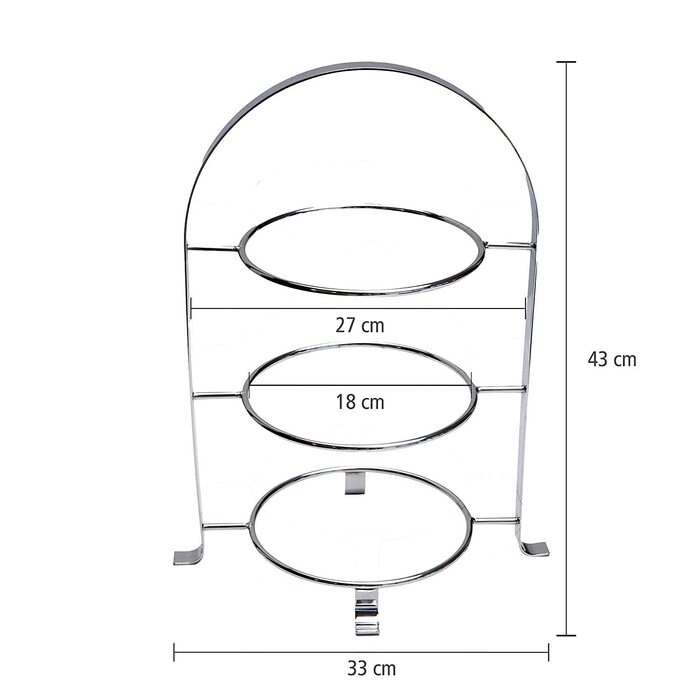 APS Serving Stand – High-quality cake stand made of chrome-plated metal for 3 plates with a max. Ø of 17cm – Overall height 25.5 cm (plates not included)