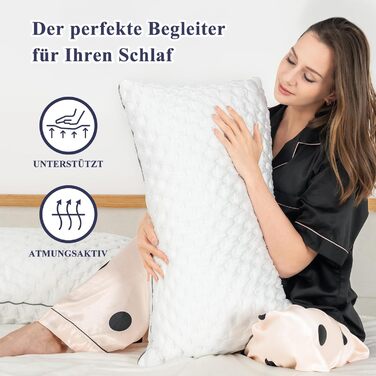 BedStory Memory Foam Pillow, Adjustable Height Pillow 40x80, Shredded Memory Foam Pillow, OEKO-TEX Certified Neck Support Pillow for Back and Side Sleepers, Washable Cover, 2 Pack 40x80