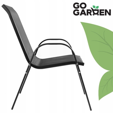 Набір металевих садових стільців GoGarden, чорні, 2 шт.
