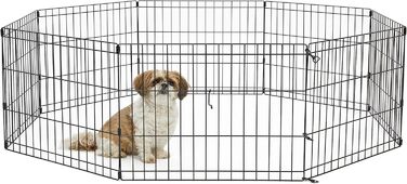 New World Dog Playpen & Exercise Pen - No Door, Black E-Coating, 61x76cm (61x61x18in)