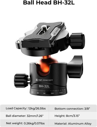 Штатив K&F Concept 152 см з карбону, легкий трипод з гнучким кульковим голівкою 360°, різьблення 1/4'', сумка для DSLR камери A225C0+BH-25L