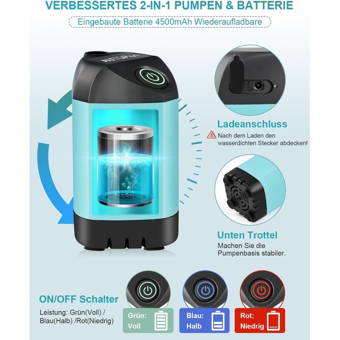 AUTOPkio Camping Shower with Battery, Upgraded Camping Shower 4500mAh Rechargeable Pump, IPX7 Waterproof for Camping, Outdoors, Hiking, Car Washing, Pets