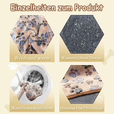 Водонепроникна собача ковдра HYLYUN (2 шт.) - м'яка флісова ковдра для собак, котів, цуценят. Розмір M (76x52 см)