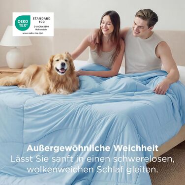 Ковдра BEDSURE 135x200 см, 4-сезонна, стеганий ковдра без наволочки, 300 GSM, для алергіків, сірий/світло-сірий, тепла, м'яка, блакитний (150x200 см)