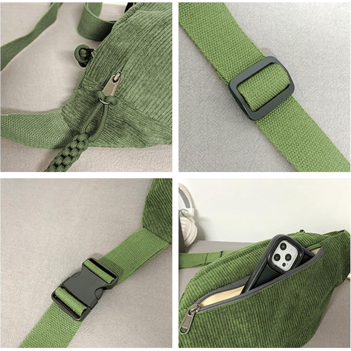 Жіноча поясна сумка з корду, через плече, регульований ремінь, модна, для відпочинку, спорту, зеленого кольору. Чоловіча поясна сумка кросбоді