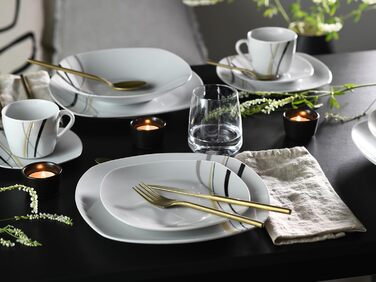 CreaTable Geschirrset Square City Line: 12-teilний сервіз для 6 осіб з порцеляни, сумісний з мийною машиною та мікрохвильовою піччю