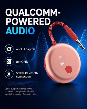 Bluetooth-адаптер для літака Avantree SoundJet R1 для AirPods та бездротових навушників, 25 годин роботи, рожевий