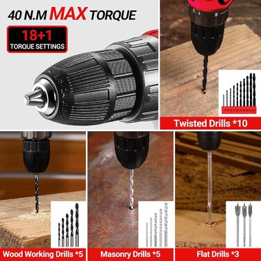 Набір інструментів DEKO 186 шт. з акумуляторною дрилі: набір інструментів 20V для дому та дрібного ремонту