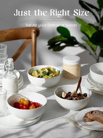 Набір супових мисок DOWAN 1100 мл (4 шт.) - білі керамічні миски для супу, каші, пасти, Φ18 см, стікшільні