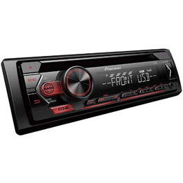 Автомагнітола Pioneer DEH-S120UB 1-DIN з RDS, червоне підсвічування, підтримка Android, CD/MP3/USB/AUX, 5-смуговий еквалайзер, ARC, без Bluetooth