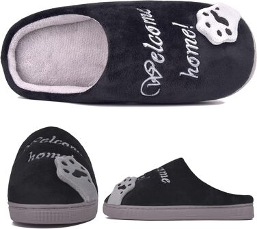 JACKSHIBO Зимові плюшеві тапочки для дому - жіночі та чоловічі. Теплі, зручні, чорні, 40/41 EU