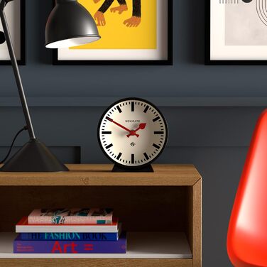 NEWGATE® M Mantel Clock for Fireplace Inserts, Silent, No Ticking, Modern Mantel Clock, Small Mantel Clock, Railroad Dial, Black