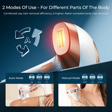 Пристрій для епіляції IPL 21J: Лазерний епілятор з 9 рівнями та червоним світлом 600 нм, 999,900 імпульсів для дому - для жінок та чоловіків, для обличчя, тіла, зони бікіні та ніг