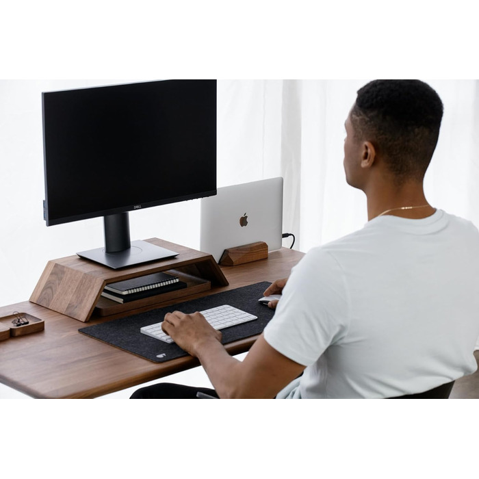 Oakwood Adjustable Wooden Laptop Stand - Desk Dock for MacBook Pro, MacBook Air, iPad - Walnut & Oak Wood, Handmade