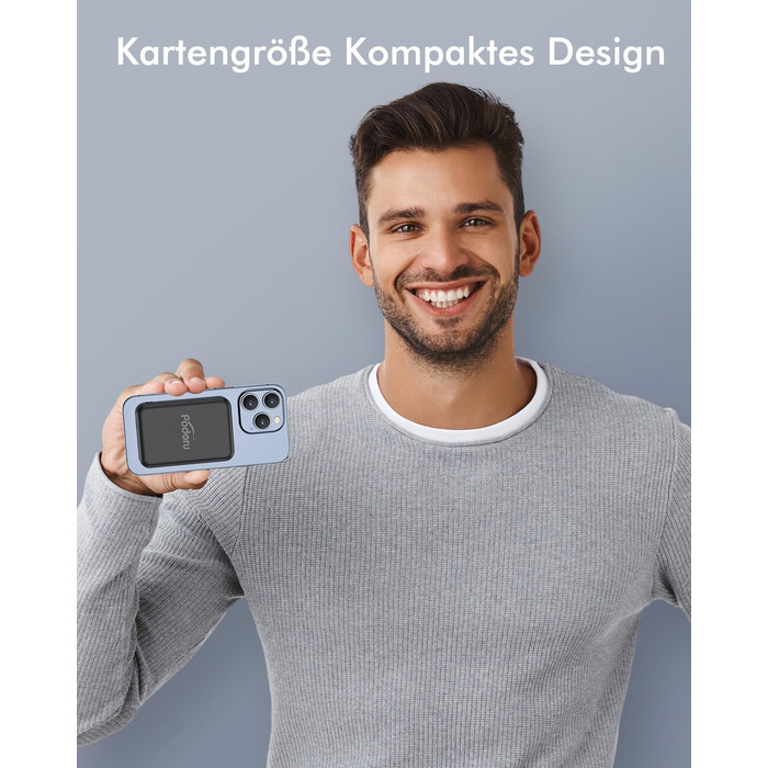 Power Bank MagSafe 5000mAh для iPhone: Швидка зарядка 20W, USB-C, Магнітне з'єднання, Сумісність з iPhone 17/16/15/14/13/12 - Чорний