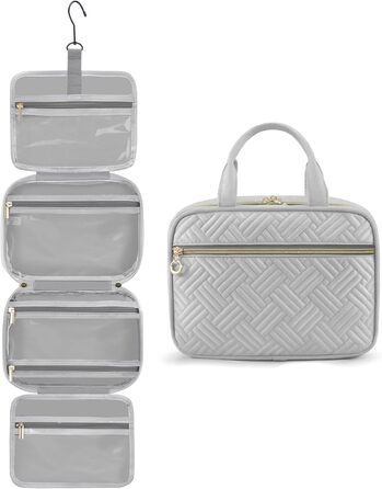 Чоловіча/Жіноча косметичка OVEVOOK водонепроникна, велика, з гачками, для подорожей (Світло-сіра, M)