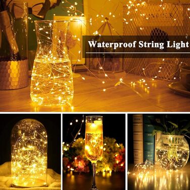 Льоко-світлодіодна гірлянда 20 м, 200 LED, тепле біле світло, з пульт, водонепроникна IP65, для декору на Різдво, весілля, сад, вечірку