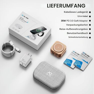 Бездротова зарядна станція 5 в 1 AC Island для iPhone 17/16/15/14/13/12, Apple Watch 11/Ultra та AirPods Pro, MagSafe, складана, срібляста (з адаптером 35W)