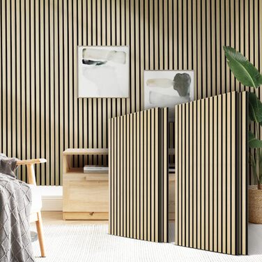 Акустичні 3D-панелі JAMELO з шпоном горіха, самоклеючі стінні панелі для декору стін та стелі, 10 шт. (30x15x1.2 см), колір волоський горіх