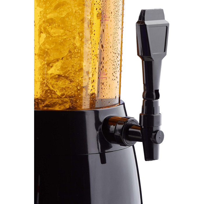 Диспенсер для пива Relaxdays з краником, 50 x 23 x 18 см, об'єм 2,5 л, прозорий, чорний, 2,5 літри