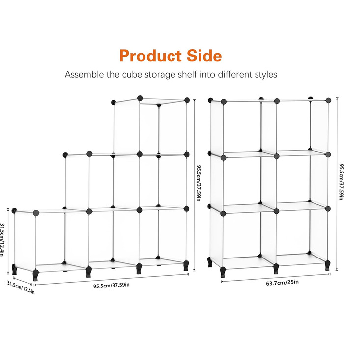 Wardrobe, Portable Shelving System, Plastic Closet with 2 Clothes Rods, Bedroom Wardrobe Closet White for Bedroom