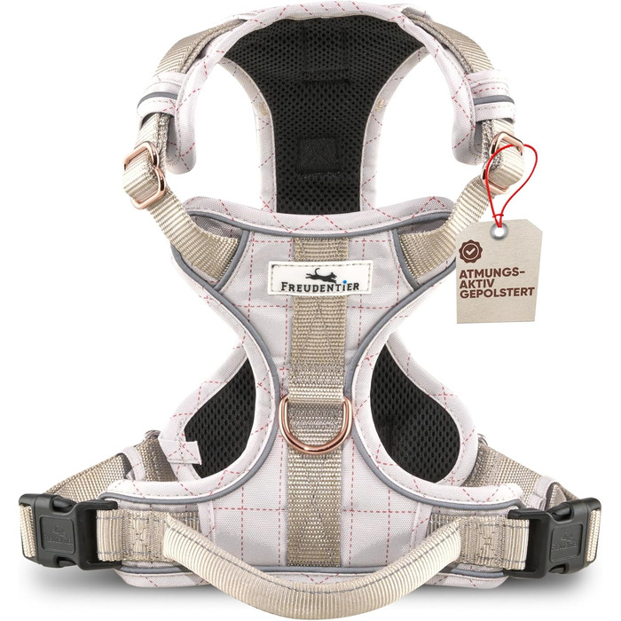 Шлейка для собак Freudentier з ручкою, дихаюча, з м'якою підкладкою - надійна фіксація та максимальна безпека, протисмикова, для собак маленьких, середніх та великих порід - шлейка для великих собак (XL)